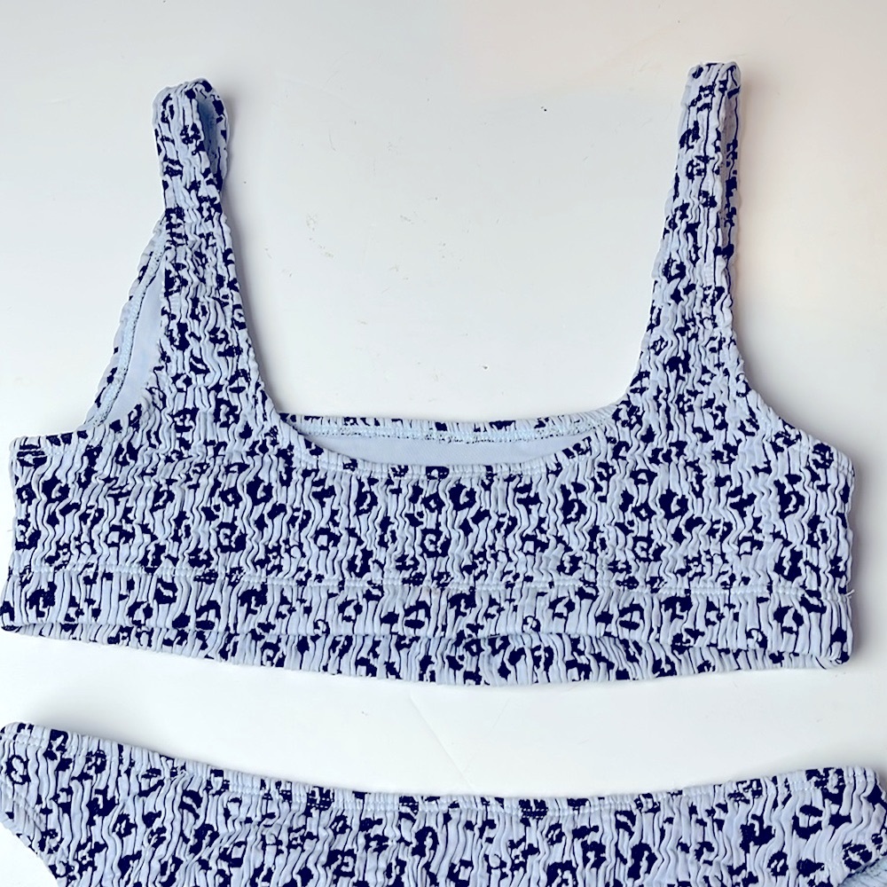 Good American Blue and White Textured Floral Bikini Set - Picture 4 of 5